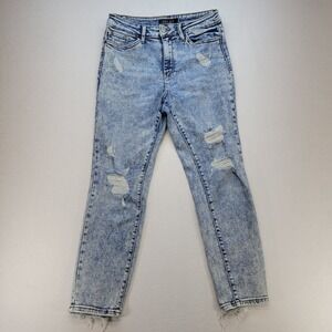 Judy Blue Jeans Womens 28 Blue Slim Fit Mid Rise Acid Wash‎ Distressed Denim